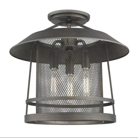Golden Lighting Parsons 13 In. 3-Light Gunmetal Bronze Semi-Flush Mount - Picture 4 of 5